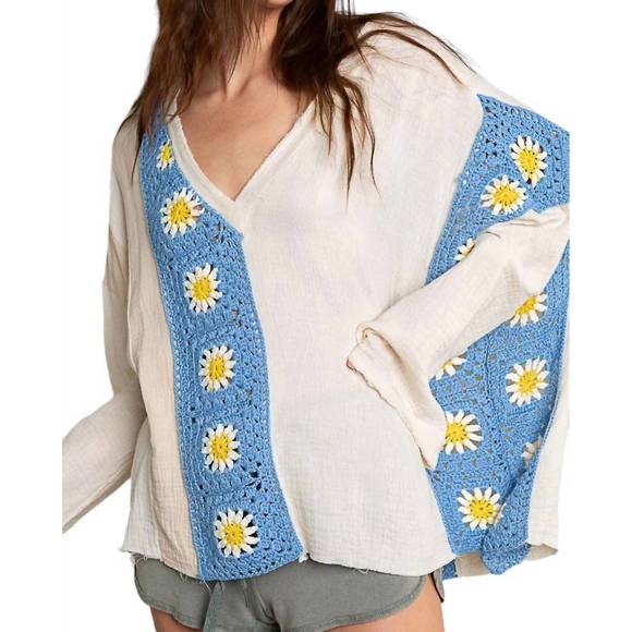 POL Sweaters - NEW POL granny patch sweater in white